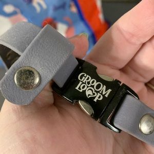 Grey/blue Biothane dog grooming loop